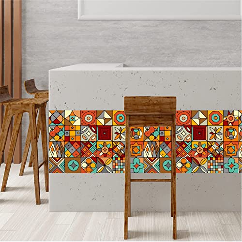 ELTON Morrocon Spanish Tile Decals for Table Wall Stairs Bathroom & Kitchen Self Adhesive Easy to Apply Just Peel & Stick (5 x 5 Inches 18 Pcs Color b)-Polyvinyl Chloride - Image 3