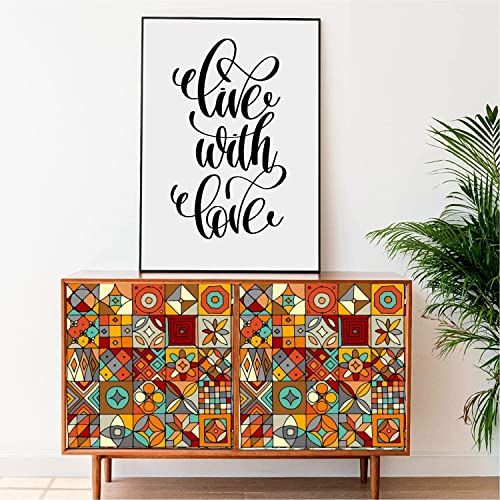 ELTON Morrocon Spanish Tile Decals for Table Wall Stairs Bathroom & Kitchen Self Adhesive Easy to Apply Just Peel & Stick (5 x 5 Inches 18 Pcs Color b)-Polyvinyl Chloride - Image 5