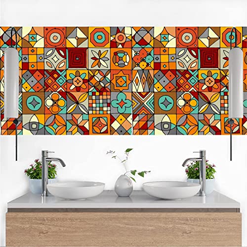 ELTON Morrocon Spanish Tile Decals for Table Wall Stairs Bathroom & Kitchen Self Adhesive Easy to Apply Just Peel & Stick (5 x 5 Inches 18 Pcs Color b)-Polyvinyl Chloride - Image 2
