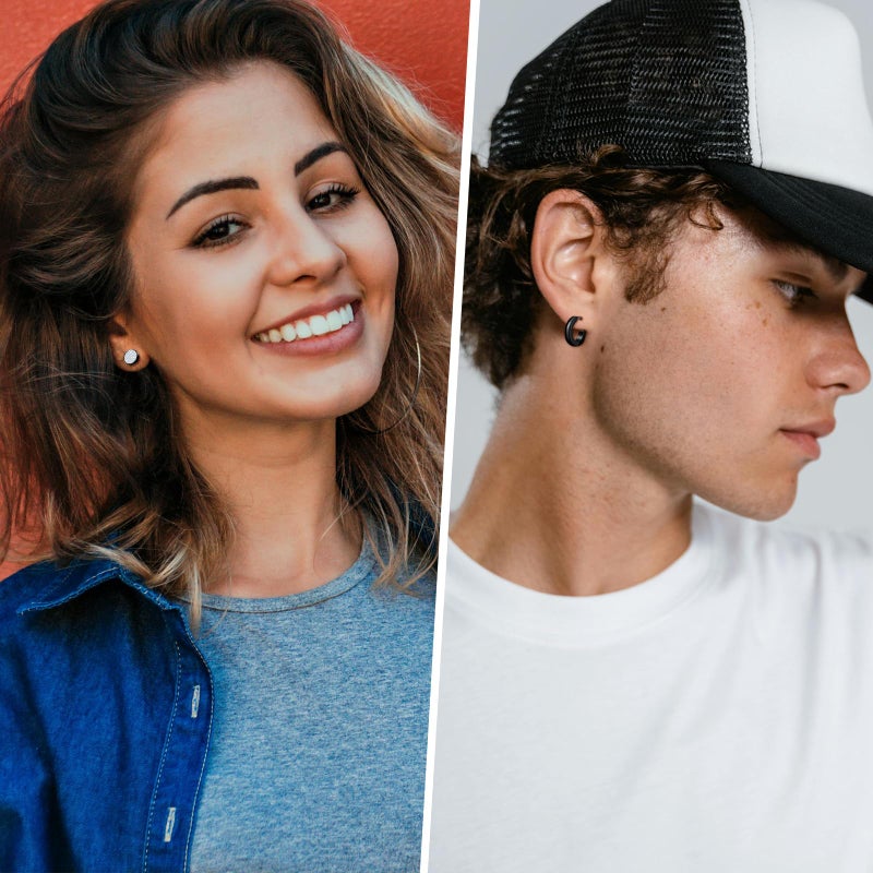 ONESING أقراط رجال سوداء من أونسينغ 18 زوج - مجموعة حلقات ودبابيس من الفولاذ المقاوم للصدأ - Image 5