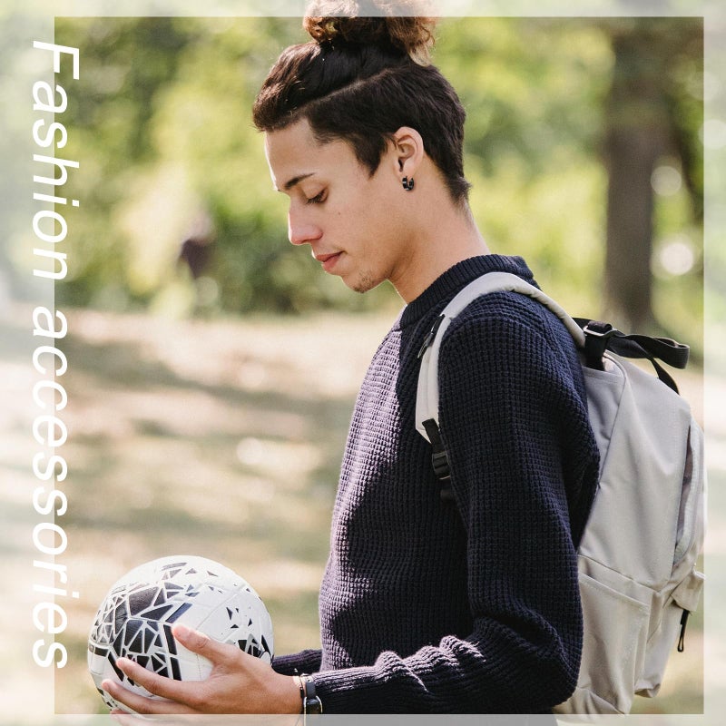 ONESING أقراط رجال سوداء من أونسينغ 18 زوج - مجموعة حلقات ودبابيس من الفولاذ المقاوم للصدأ - Image 4