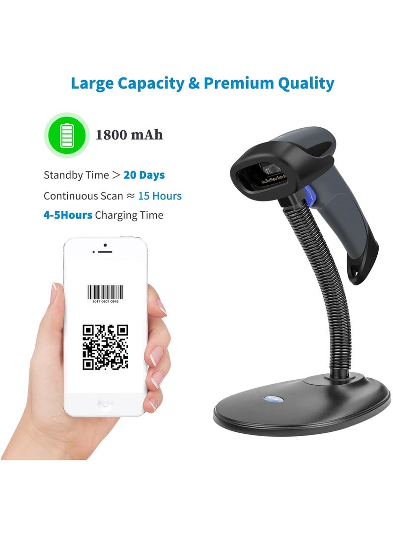 NETUM Wireless 1D 2D Qr Barcode Scanner with Stand, Handhold Scanners with 2.4G Wireless & Bluetooth Function, 3 in 1 Bar Code Readers & Scanners Tools Compatible for SmartPhone, Laptops, Computers, Cashier - Image 4