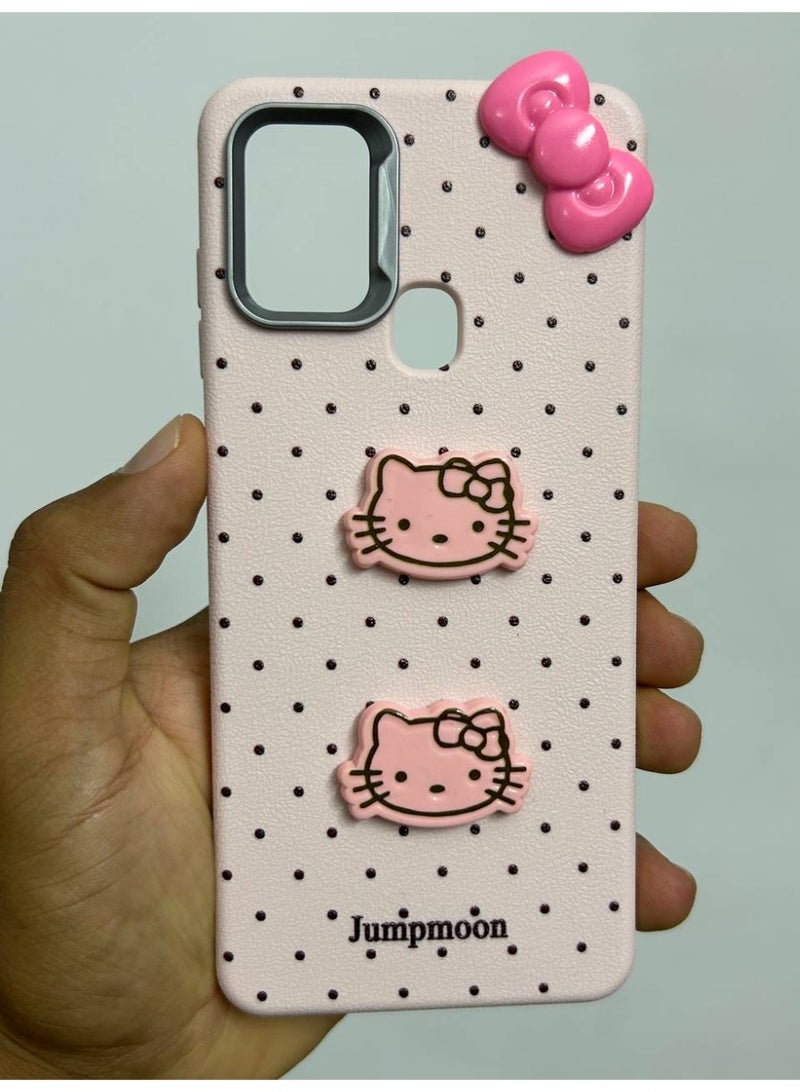 Jumpmoon Dotted Kitty Bow Back Case Compatible with Samsung A21S - Image 1