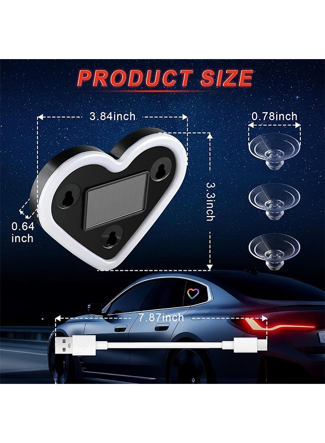 Car LED Interior Lights, Heart-Shaped Ambient Light for Windows, 8 Lighting Modes, Charging Through Type-c and Solar Energy, Car Decorations for Women Men, Pack of 1, (Multicolor) - Image 2