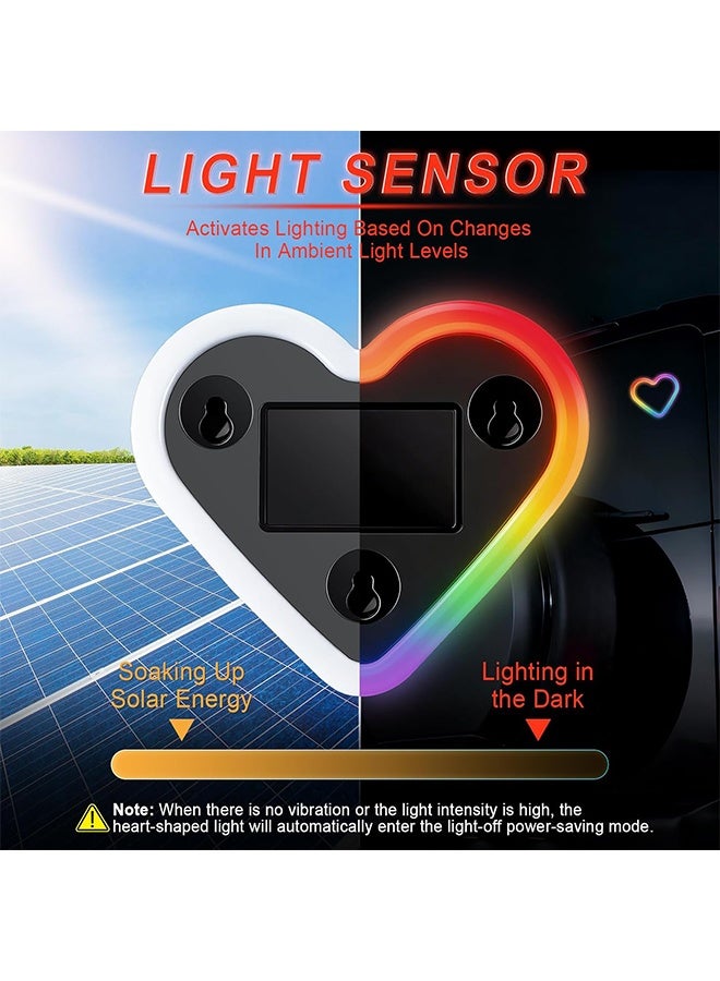 Car LED Interior Lights, Heart-Shaped Ambient Light for Windows, 8 Lighting Modes, Charging Through Type-c and Solar Energy, Car Decorations for Women Men, Pack of 1, (Multicolor) - Image 3