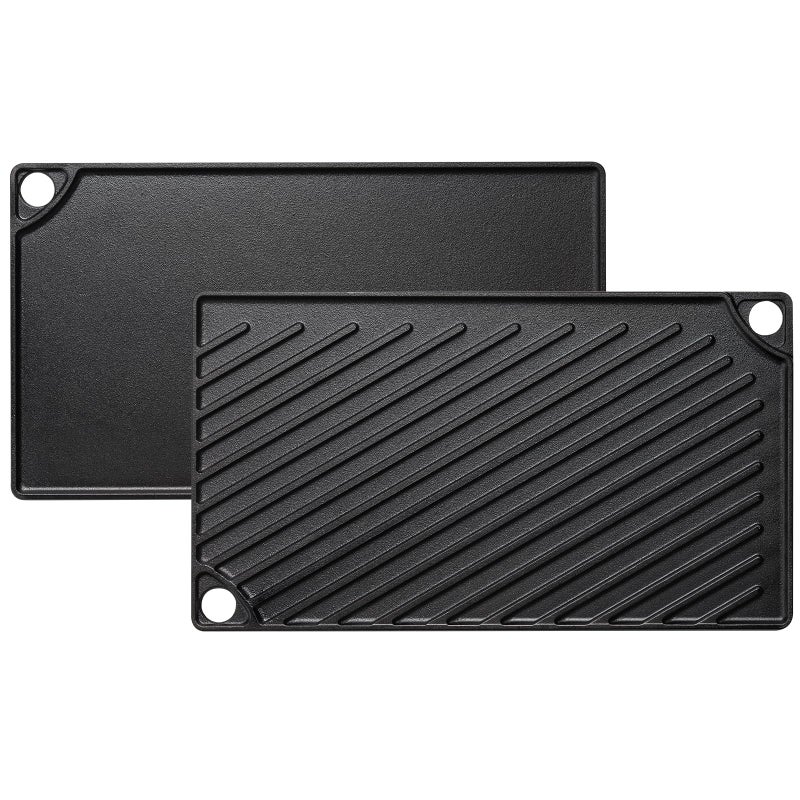 EWFEN Reversible Grill/Griddle, 16.7x9.5'' Pre-Seasoned Cast Iron Griddle Pan, Double Burner Cookware, Rectangular Non-Stick Stovetop Griddle with Handles, Flat Top Plate for Oven, Grill & Campfire - Image 1