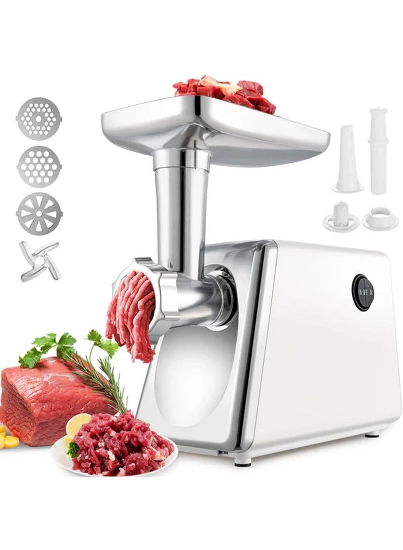 Electric Meat Grinder , Meat Mincer with 3 Grinding Plates and Sausage Stuffing Tubes for Home Use u0026Commercial, Stainless Steel/Silver/2000W (Max) - Image 1