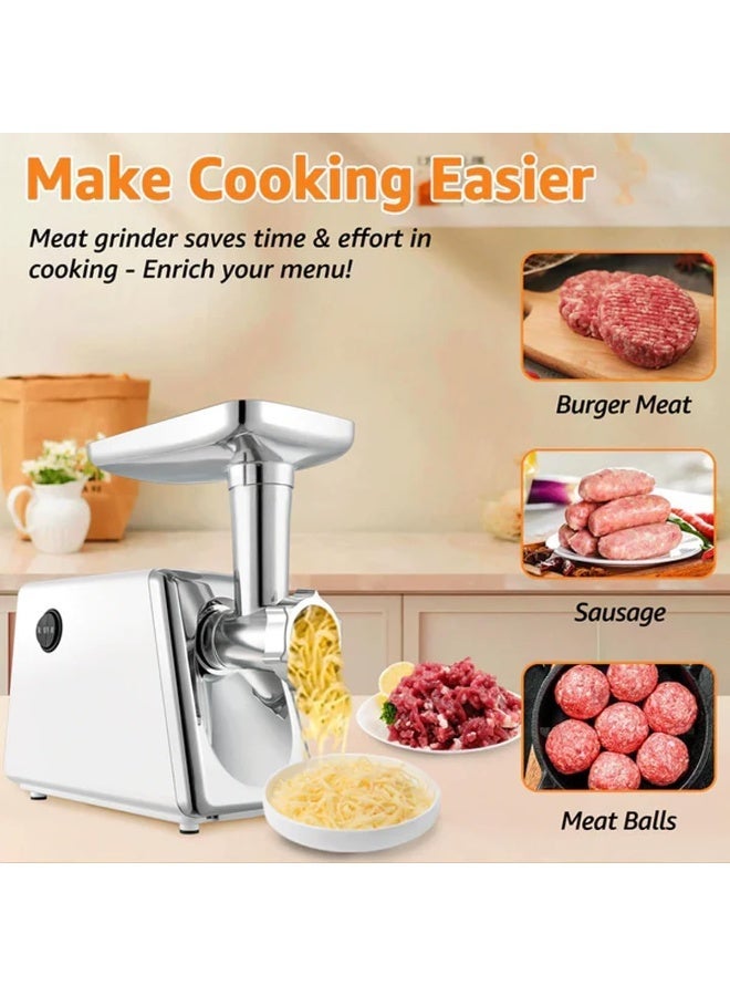 Electric Meat Grinder , Meat Mincer with 3 Grinding Plates and Sausage Stuffing Tubes for Home Use u0026Commercial, Stainless Steel/Silver/2000W (Max) - Image 5