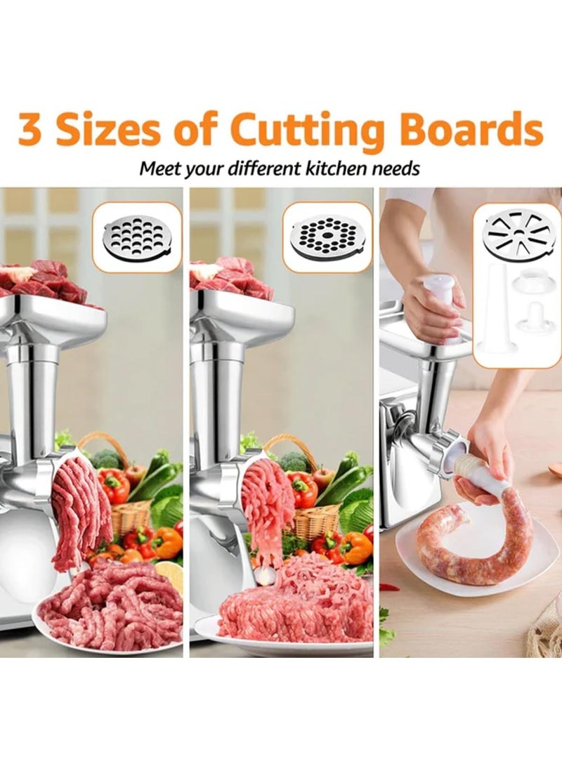 Electric Meat Grinder , Meat Mincer with 3 Grinding Plates and Sausage Stuffing Tubes for Home Use u0026Commercial, Stainless Steel/Silver/2000W (Max) - Image 2