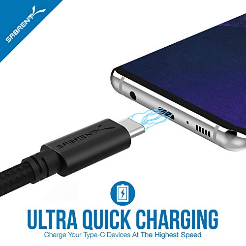 SABRENT [6-Pack 22AWG Premium 6ft USB-C to USB A 2.0 Sync and Charge Cables [Black] (CB-C6X6) - Image 5