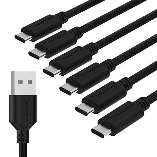 SABRENT [6-Pack 22AWG Premium 6ft USB-C to USB A 2.0 Sync and Charge Cables [Black] (CB-C6X6) - Image 1