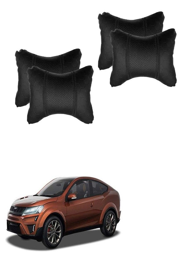 Adroitz Black Universal Neck Rest Pillow Faux Leather Material in Football Design for All Cars (Pair of 2)_250 - Image 1