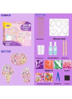 Crystal Glue Drops DIY Handmade Shake Music Making Material Bag Set Early Education Educational Creative Pendant For Children-Color:708b-2 Dessert Hanging Crystal Glue-Specifications:25.6x5x29.9cm
