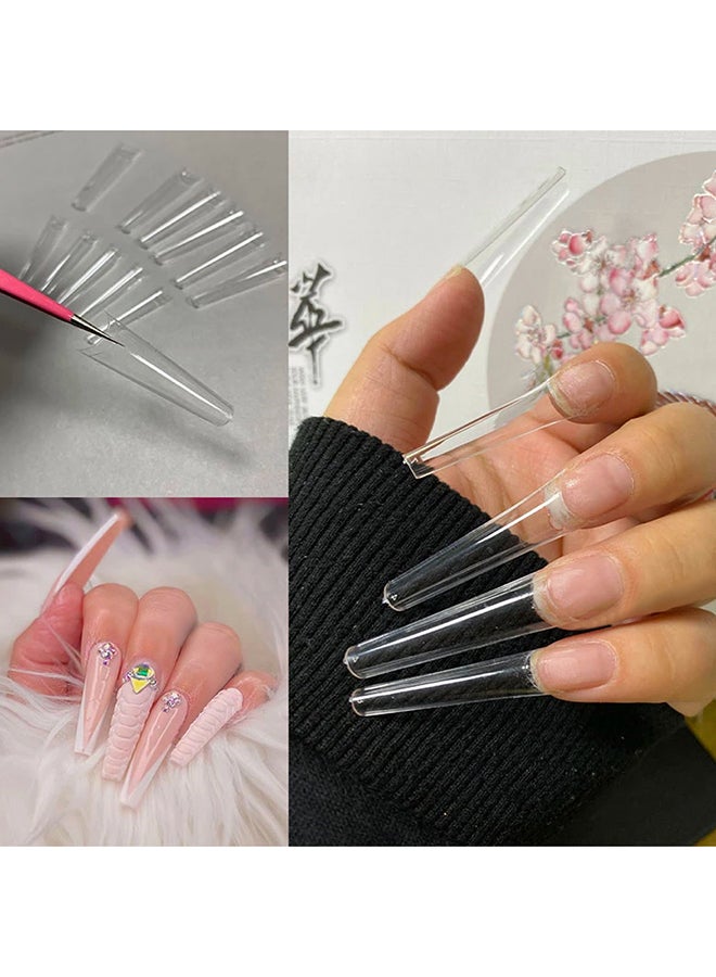 brunson False Nail Tips Long French Clear BLFCNT500 - Image 3