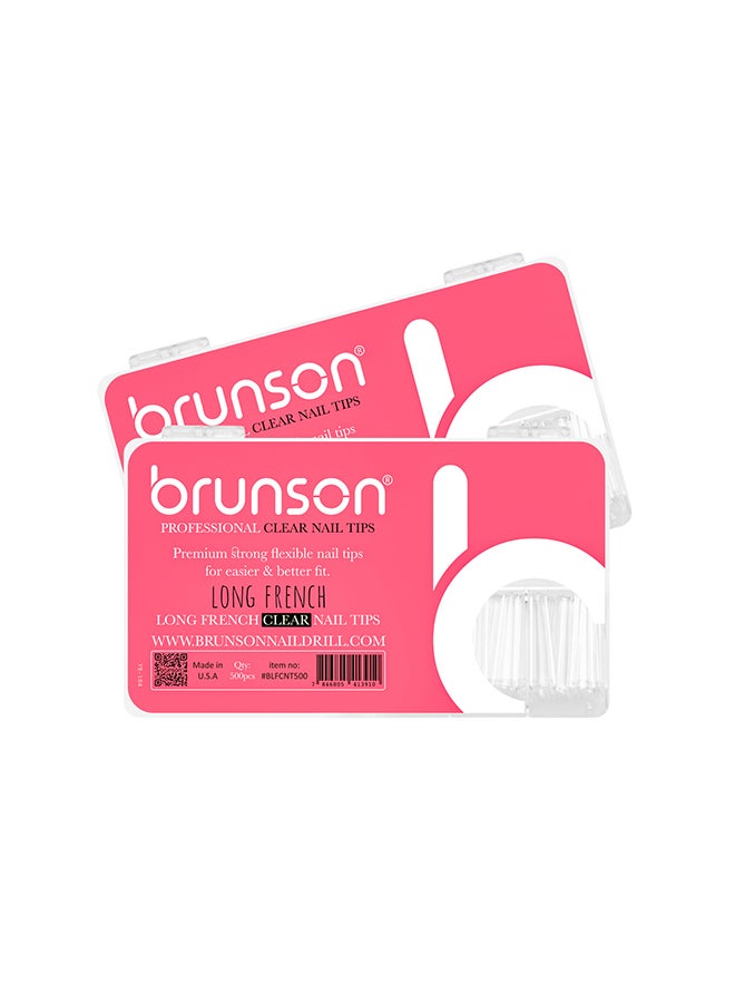 brunson False Nail Tips Long French Clear BLFCNT500 - Image 1
