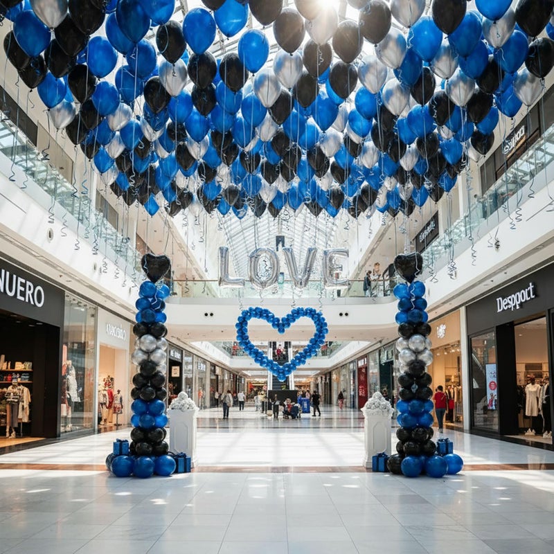 froufing I Love You for Him/Her Decaoraion Navy Blue Silver and Black balloon With Heart Balloons 500pcs Blue Artificial Rose Petals Romantic Decoration Kit Perfect for Anniversaries Proposals - Image 5