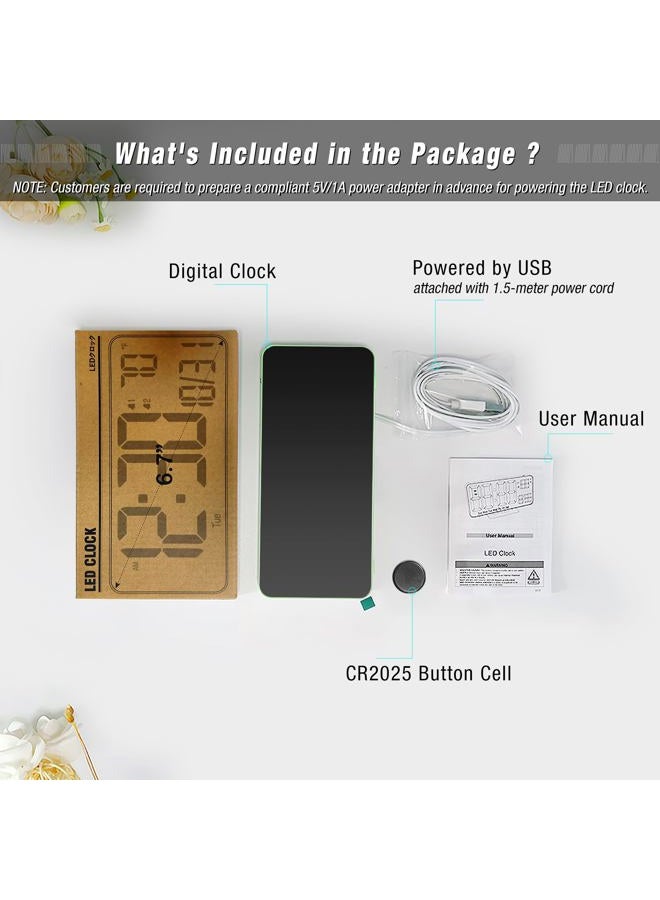 KOSUMOSU Digital Clock for Bedroom, 6.7in Desk Clock, Auto Dimming, Room Temperature, Day of The Week, Date, Seconds, Clocks for Living Room, Alarm Clocks for Bedrooms - Image 4