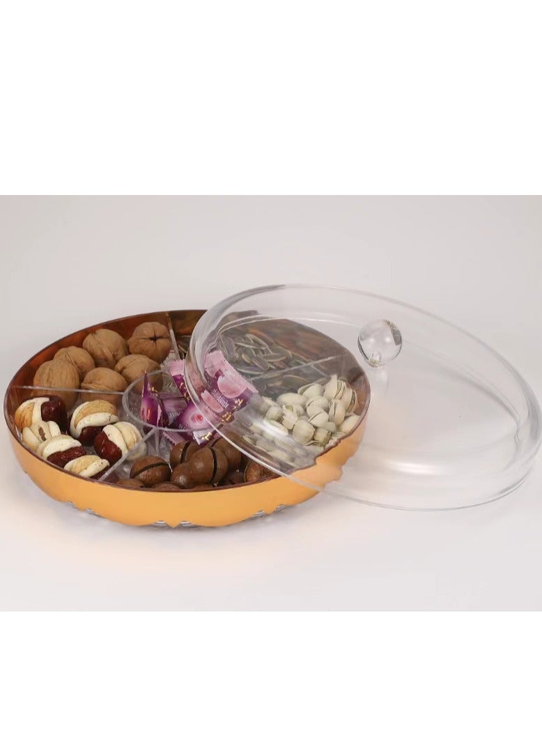 Plastic Divided Nuts Plate with Lid 30X10 CM 