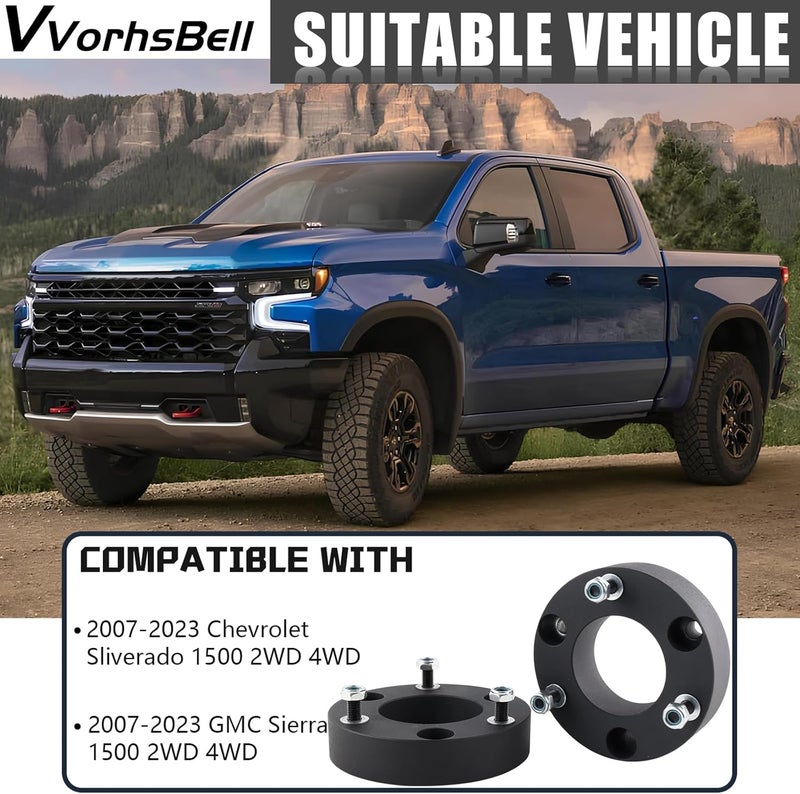 VVORHSBELL 2" Front Leveling Lift Kit for Silverado 1500 & GMC Sierra 1500 (2007-2023) - Image 3