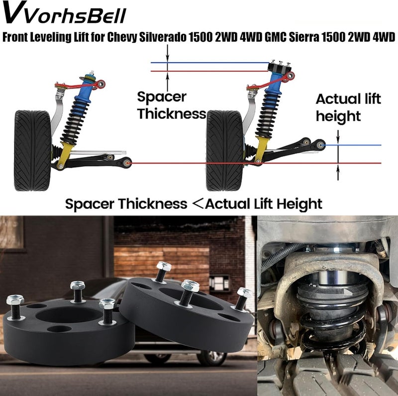 VVORHSBELL 2" Front Leveling Lift Kit for Silverado 1500 & GMC Sierra 1500 (2007-2023) - Image 4