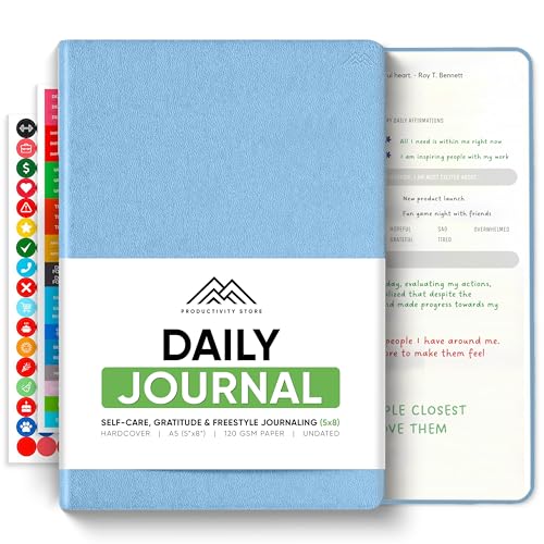 PRODUCTIVITY STORE Best Daily Journal for Men & Women - Gratitude, Manifestation & Guided Journal with Prompts for Personal Growth (A5, Blue) - PRODUCTIVITY STORE - Image 1
