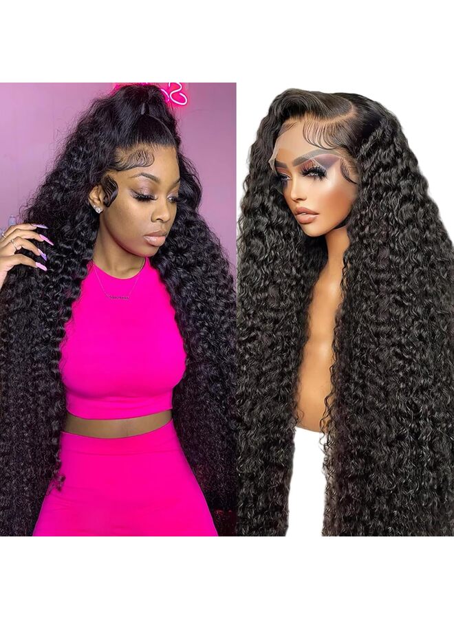 يُسلِّم شعر مستعار مموج عميق بطول 28 بوصة، بدون غراء، بدون دانتيل أمامي، لون طبيعي، مصنوع من سلك مقاوم للحرارة العالية، بدون غراء. - Image 1