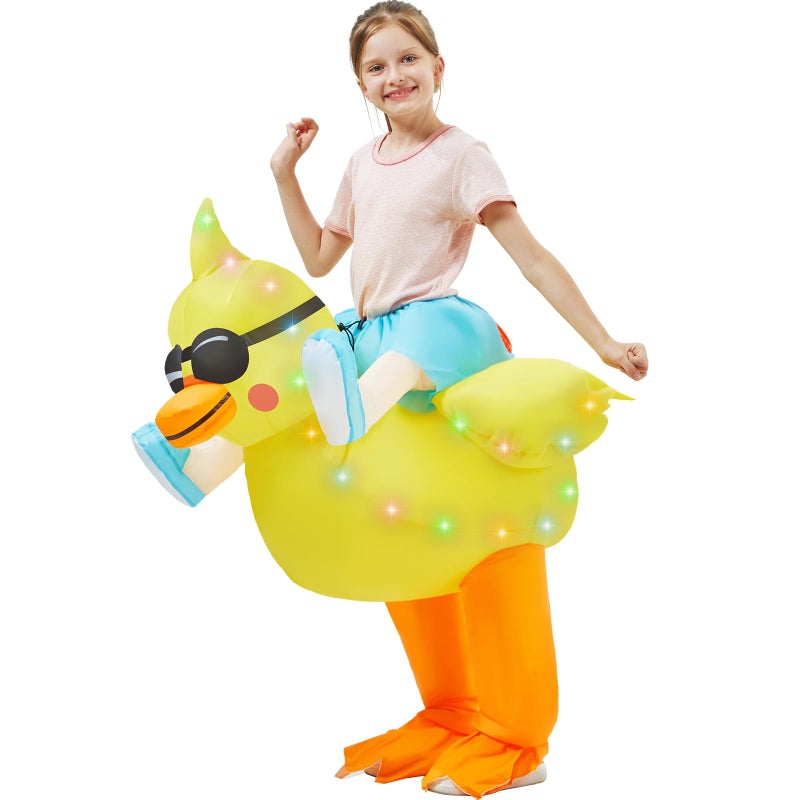 WinnerWhy Child Inflatable Costume with LED Light Blow up Halloween Animal Dress Jumpsuit for Kids Boy Girl Duck - Image 2