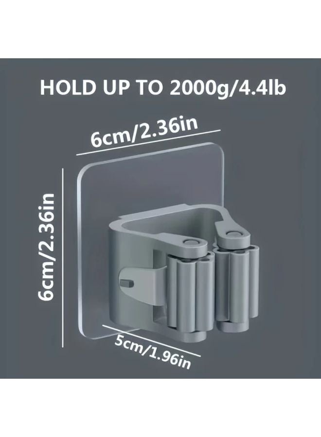 Pink 3pcs Self Adhesive Mop Broom Holder Wall Hanger Detachable Waterproof Non Slip Utility Hooks - Image 4