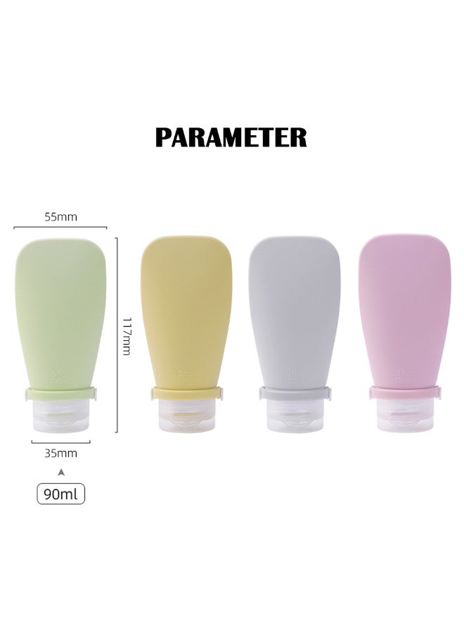 Portable Toiletries Containers, 4pcs 90ml Refillable Silicone Squeeze Bottles for Shampoo Lotion and Soap, Leak Proof Silicone Travel Bottles for Traveling Gym and Camping, BT24 (Multi) - Image 2