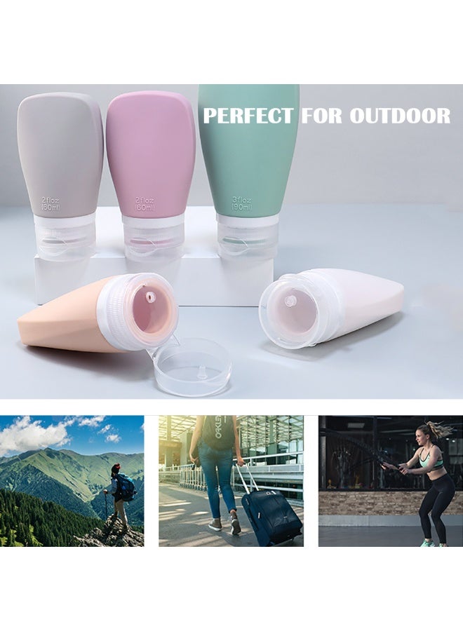 Portable Toiletries Containers, 4pcs 90ml Refillable Silicone Squeeze Bottles for Shampoo Lotion and Soap, Leak Proof Silicone Travel Bottles for Traveling Gym and Camping, BT24 (Multi) - Image 3