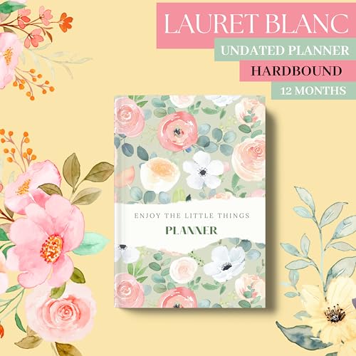 LAURET BLANC Hardbound 12 Months Undated Planner- A5 Size, 12 Monthly Spreads, 52 Weekly Spreads, Habit Tracker, Utility Pages (Enjoy The Little Things) - Image 2