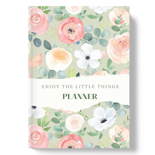 LAURET BLANC Hardbound 12 Months Undated Planner- A5 Size, 12 Monthly Spreads, 52 Weekly Spreads, Habit Tracker, Utility Pages (Enjoy The Little Things) - Image 1