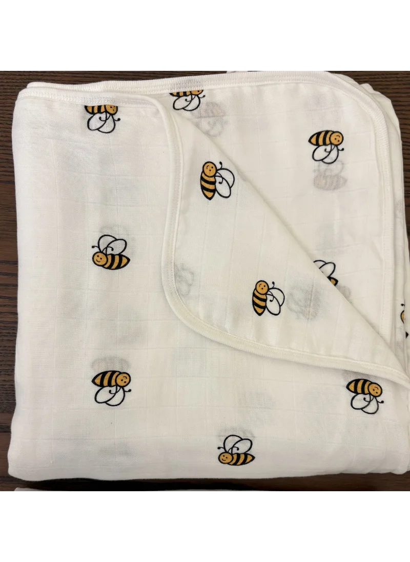 TUMMY TUMMY Little Bee Printed Muslin Baby Blanket