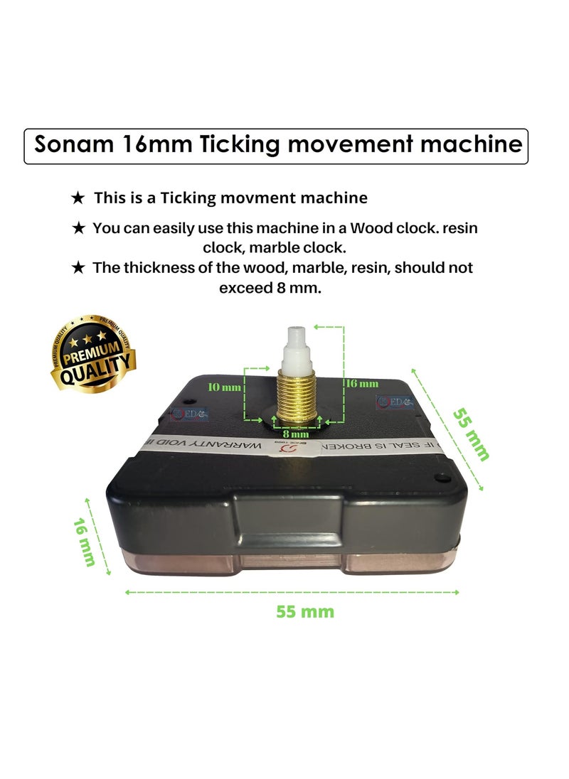 KEDAR KEDAR 16 mm Ticking Movement Machine for Wood Clock Resin Clock Marble Clock with Fancy Needles Made in IndiaS063  - Image 4