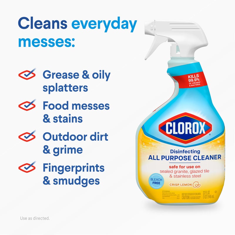 Clorox Disinfecting All-Purpose Cleaner 32 Oz and Disinfecting Bathroom Cleaner, Household Essentials, 30 Oz, Pack of 3 - Image 3