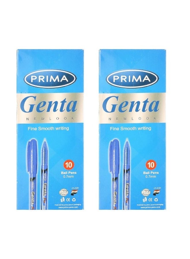 بريما 02 عبوة من قلم حبر جاف بريما جينتا بقطر 0.7 مم - أزرق-24قلم