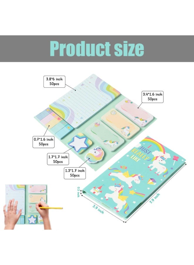 CMGTYYD. مجموعة الملاحظات اللاصقة - ملاحظات لاصقة ذاتية اللصق على شكل حصان سحري كرتوني رائع (550 ورقة) مع علامات تبويب ذاتية اللصق أدوات مكتبية لطيفة مثالية للمدرسة والمكتب وإكسسوارات المخطط ودفاتر الكتابة الإبداعية، ومثالية كهدية صغيرة. - Image 2