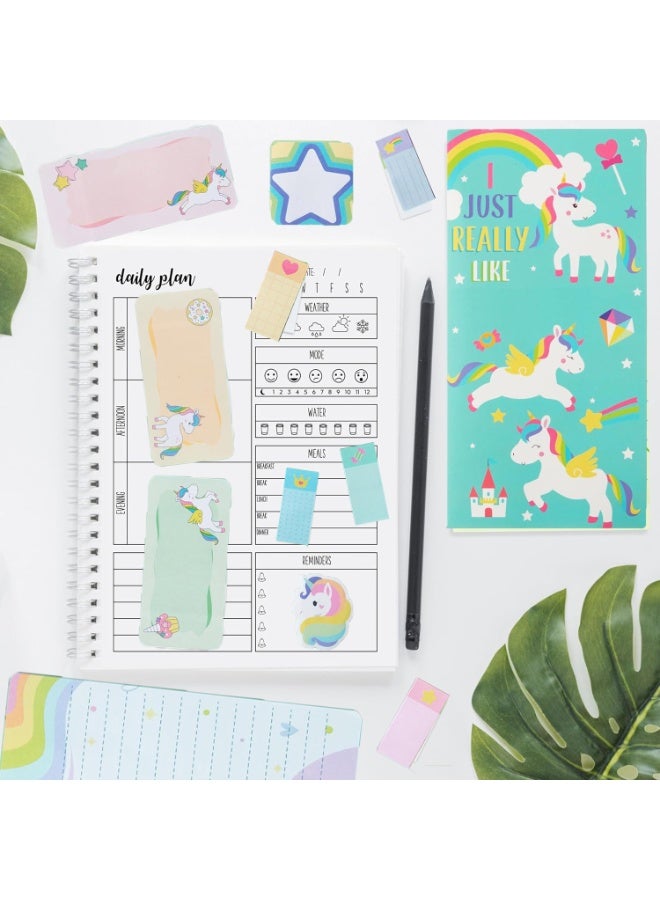 CMGTYYD. مجموعة الملاحظات اللاصقة - ملاحظات لاصقة ذاتية اللصق على شكل حصان سحري كرتوني رائع (550 ورقة) مع علامات تبويب ذاتية اللصق أدوات مكتبية لطيفة مثالية للمدرسة والمكتب وإكسسوارات المخطط ودفاتر الكتابة الإبداعية، ومثالية كهدية صغيرة. - Image 3