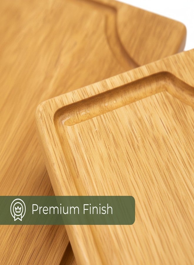 Store Indya 3-Piece Wooden Cutting Board Set with Juice Grooves, Acacia Wood Chopping Boards for Kitchen Prep and Charcuterie Serving, Eco Friendly Multi Size Cutting Boards with Built-in Handles (Natural) - Image 5