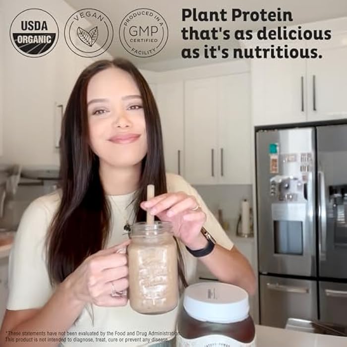 KOS Vegan Protein Powder, Chocolate USDA Organic - Low Carb Pea Protein Blend, Plant Based Superfood with Vitamins & Minerals - Keto, Soy, Gluten Free - Meal Replacement for Women & Men - 10 Servings - Image 2