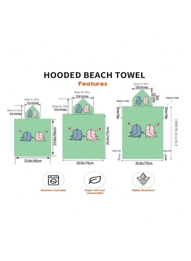Pure Off White Base Full Printed Simple Line Smiling Pink Jellyfish Gold Starfish Wave Water Line Unisex Kids Hooded Quick Dry Poncho Towel, Polyester Soft Water Absorbent Loose Windproof Bath Wrap for All Kids, Ideal for Beach, Swimming Pool, Hot Spring & Daily Shower - Image 5