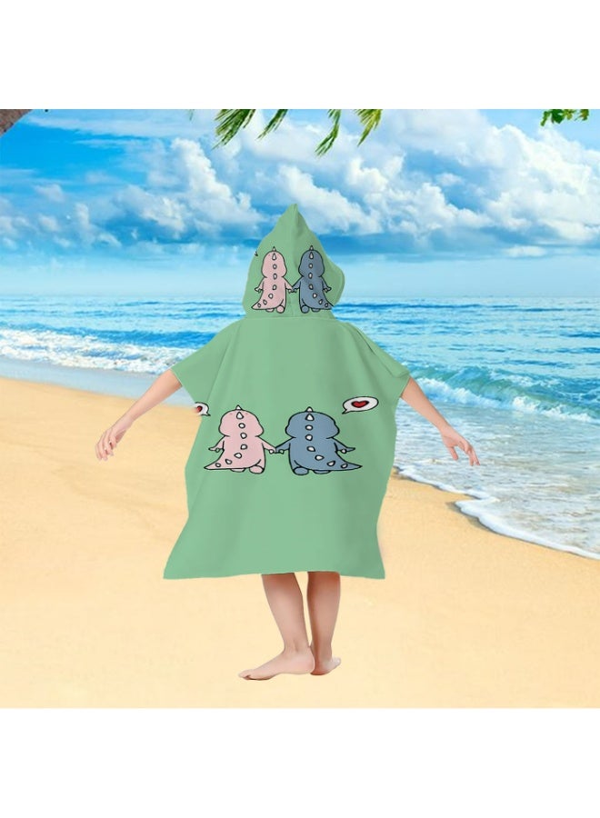 Pure Off White Base Full Printed Simple Line Smiling Pink Jellyfish Gold Starfish Wave Water Line Unisex Kids Hooded Quick Dry Poncho Towel, Polyester Soft Water Absorbent Loose Windproof Bath Wrap for All Kids, Ideal for Beach, Swimming Pool, Hot Spring & Daily Shower - Image 4