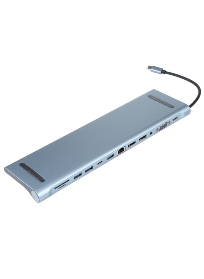 محطة توصيل 11 في 1 USB-C – محول متعدد المنافذ مع HDMI 4K 60Hz، منفذ VGA، إيثرنت RJ45، شحن PD 100W، 3 منافذ USB 3.0، قارئ بطاقات TF/SD، ومنفذ صوت – متوافق مع اللابتوب، ماك بوك، ويندوز، وأجهزة Type-C - Image 2