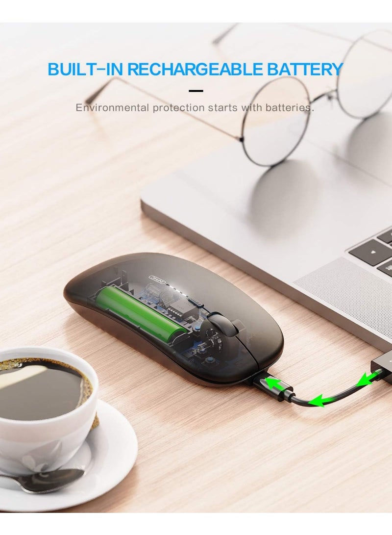 inphic Ultra Slim Wireless Mouse, Rechargeable Mouse with Power Indicator, 2.4G Portable Silent Mouse with 3-Level DPI for Computer, Laptop, PC and Mac, Black - Image 3