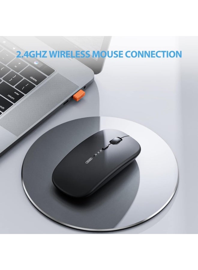 inphic Ultra Slim Wireless Mouse, Rechargeable Mouse with Power Indicator, 2.4G Portable Silent Mouse with 3-Level DPI for Computer, Laptop, PC and Mac, Black - Image 4