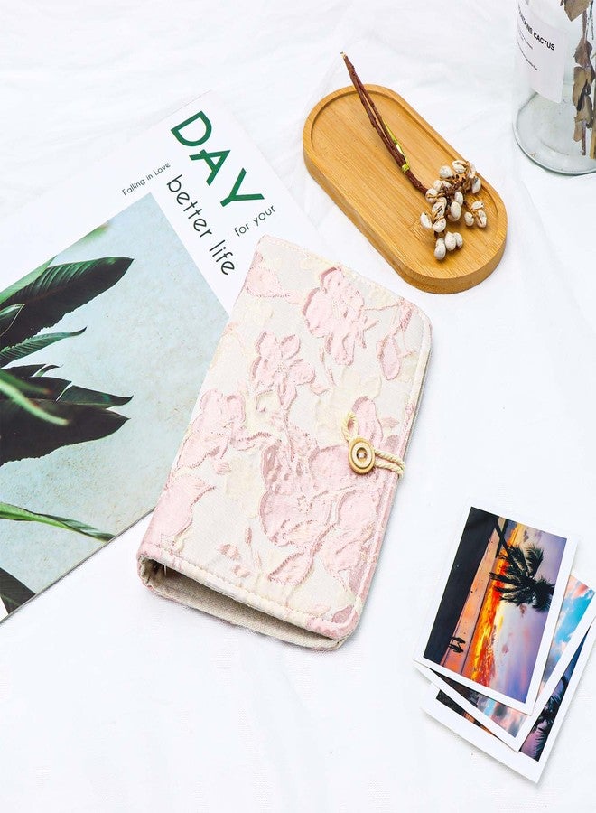 Mogoostry A6 Cloth Binder Cover 6-Ring Pink Flower Decor Refillable Fabric Binder Rope-Tied Button Binding Notebook Protector - Image 4