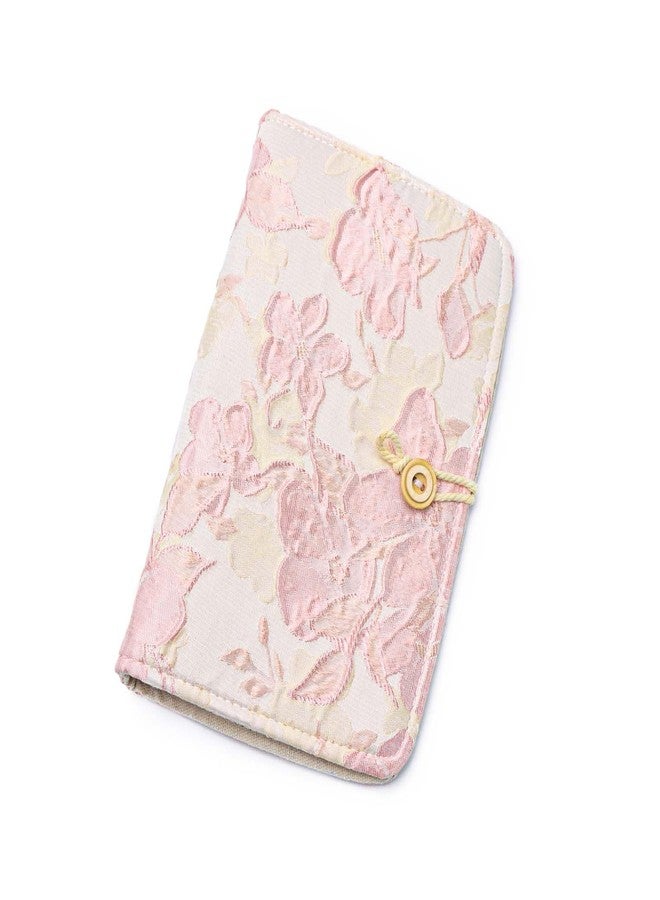 Mogoostry A6 Cloth Binder Cover 6-Ring Pink Flower Decor Refillable Fabric Binder Rope-Tied Button Binding Notebook Protector - Image 1