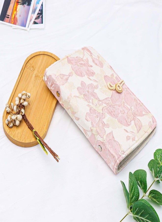 Mogoostry A6 Cloth Binder Cover 6-Ring Pink Flower Decor Refillable Fabric Binder Rope-Tied Button Binding Notebook Protector - Image 5