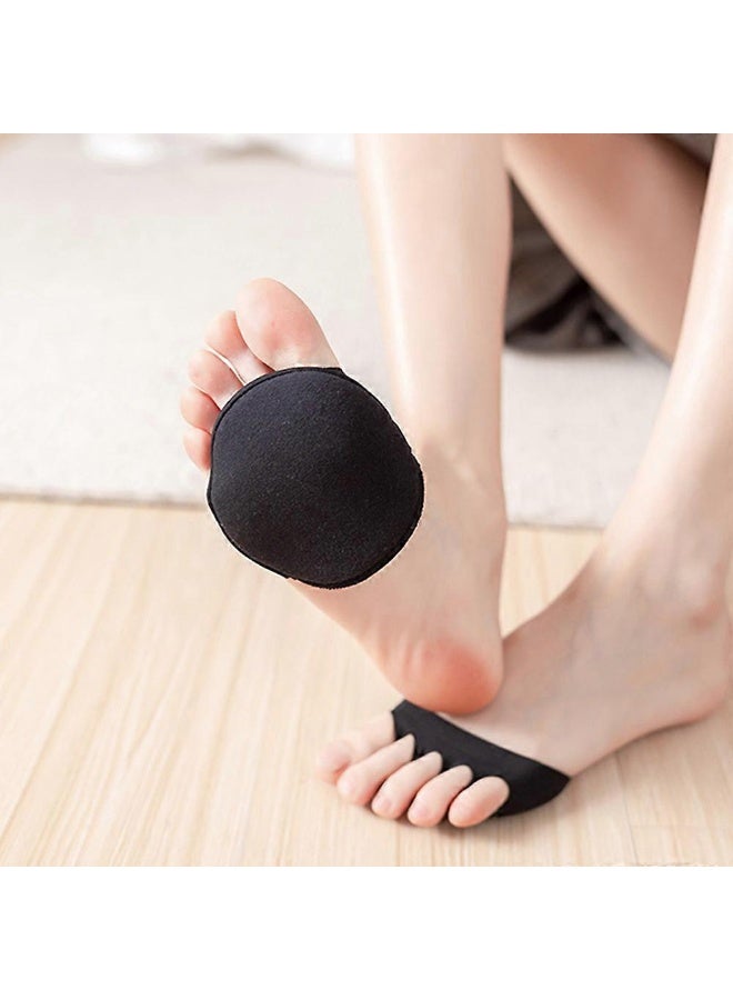 Forefoot Pads for Women High Heels, Non-Slip Toe Socks Forefoot Pad Reusable Ball of Foot Cushions for Foot Pain Outdoor Running (Black) 1 Pair - Image 4