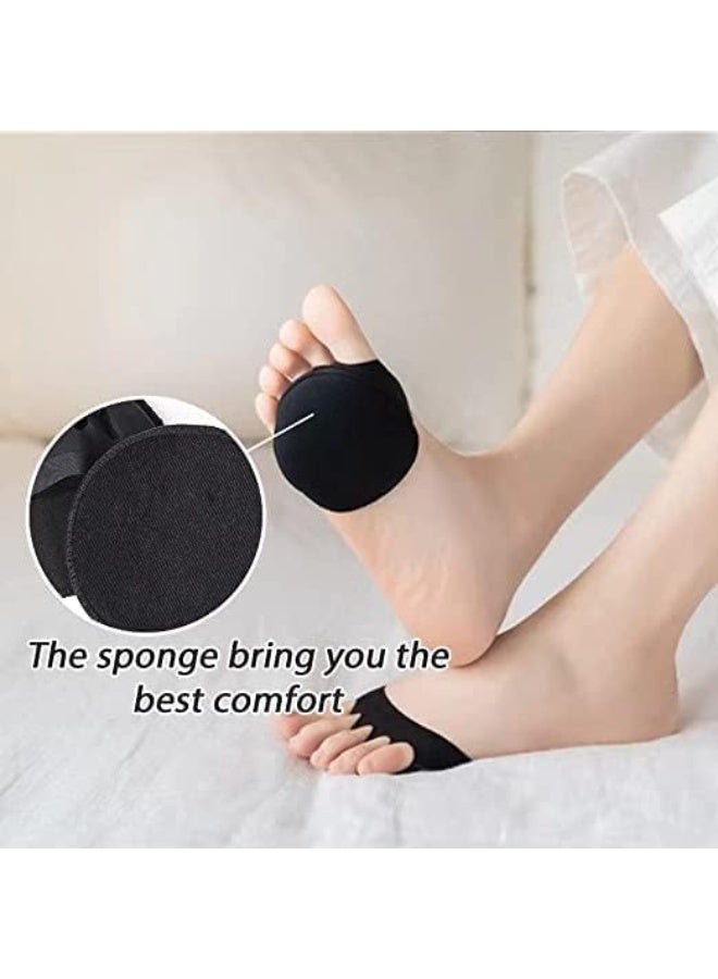 Forefoot Pads for Women High Heels, Non-Slip Toe Socks Forefoot Pad Reusable Ball of Foot Cushions for Foot Pain Outdoor Running (Black) 1 Pair - Image 2
